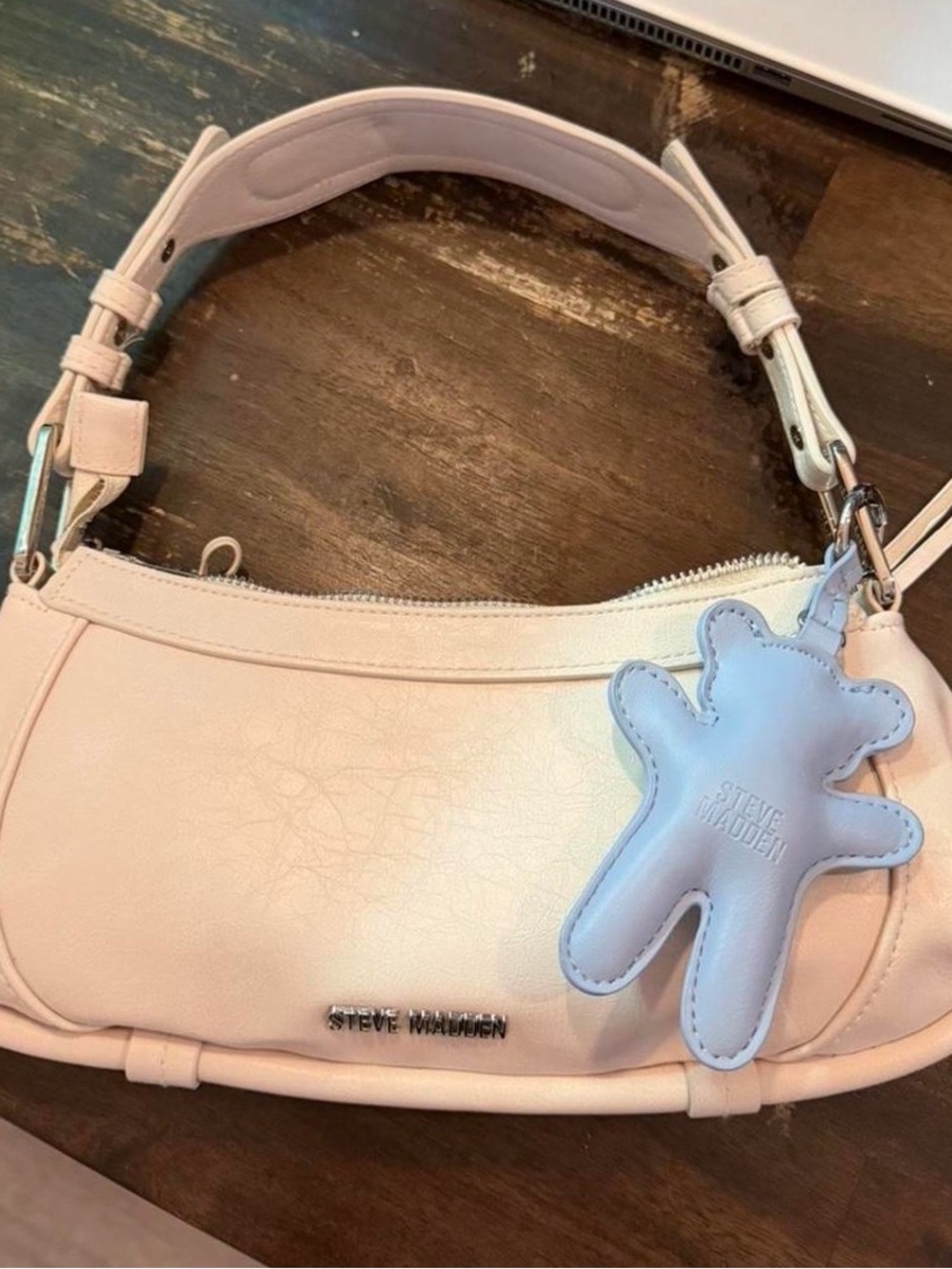 Steve Madden Pale Pink Shoulder Bag with Playful Charm
